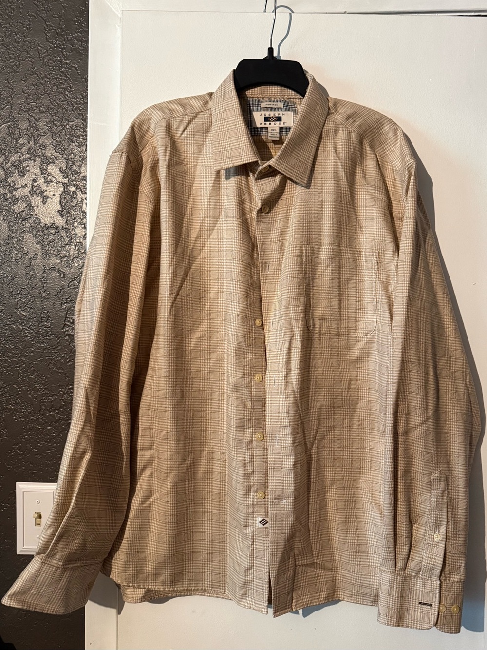 Joseph Abboud Beige Plaid Dress Shirt